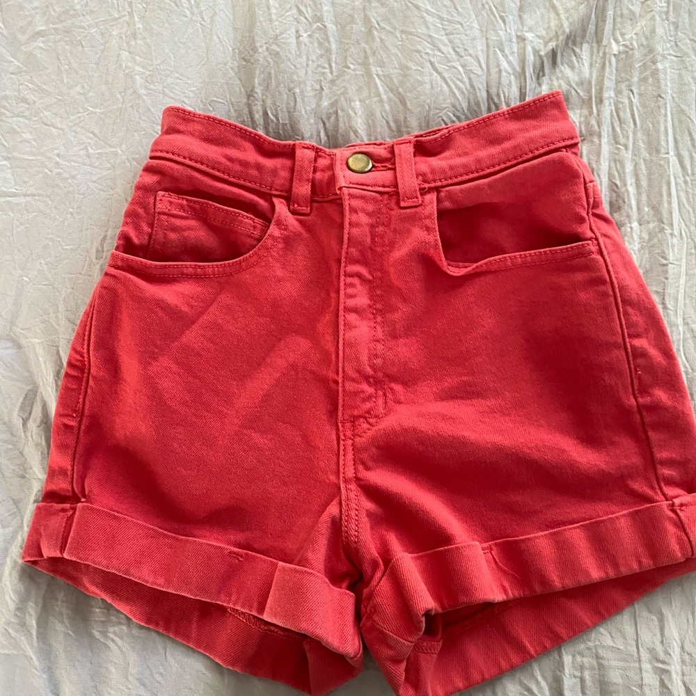 Red mom shorts